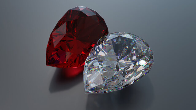 Pierre pr&eacute;cieuse - Taille Poire - Diamant - Rubis