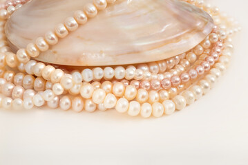 Pearl necklace isolated on white with clipping path.