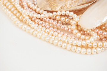 Pearl necklace isolated on white with clipping path.
