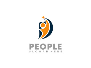 Creative people logo design template, social people logo vector