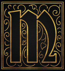Vintage golden initials design alphabet M
