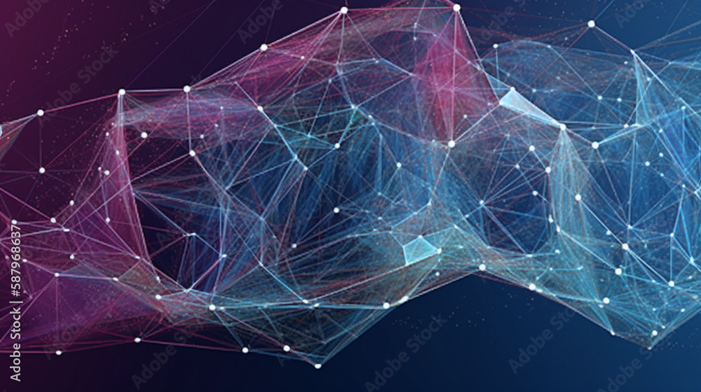 Poster Big data visual information background. Technology futuristic background created with Generative AI technology