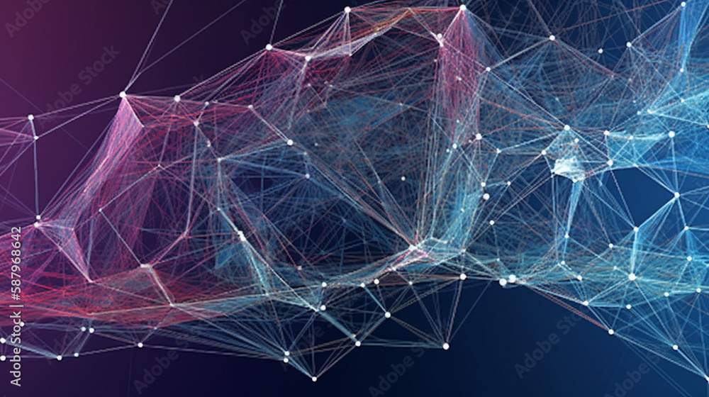Poster Big data visual information background. Technology futuristic background created with Generative AI technology