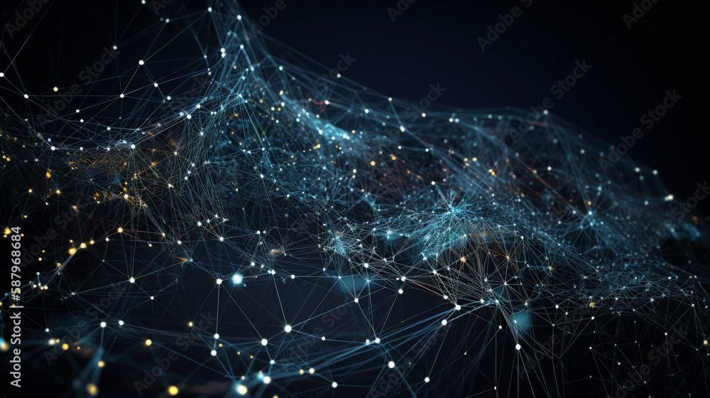 Poster Big data visual information background. Technology futuristic background created with Generative AI technology