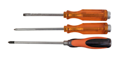 Old screwdriver isolated on transparent background.