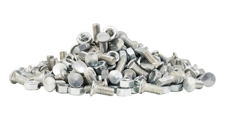 Nut and bolt on transparent background.