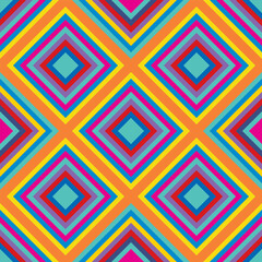 Colorful Kaleidoscopic Seamless Pattern. Vector Geometric Background with Rhombs. Abstract Mosaic Design