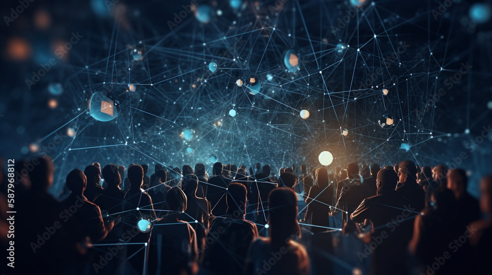 Aufkleber Network background created with Generative AI technology