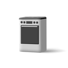 White modern 3D oven with a black induction surface for cooking. Electrical appliance for home, kitchen. Image on a white background.