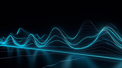 Wavy abstract background with wavy neon lights created with Generative AI technology