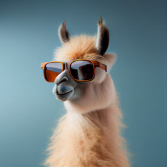 portrait of a lama in sunglasses