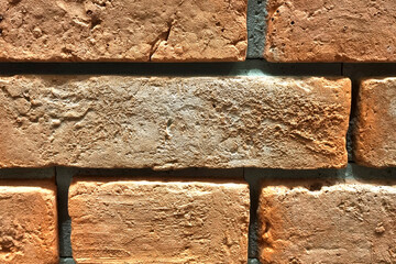 Texture of a brick wall, red bricks background.