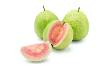 Close up of Pink guava fruits with isolated on transparent background, PNG	