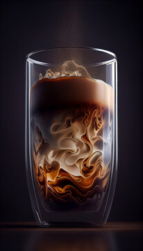 Morning hot flavoured coffee in double-walled cup, illustration. Generative AI
