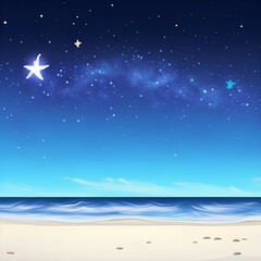 Obraz na płótnie Canvas night sky and sea - Starry sky on the beach landscape - Calm beach background for design - landscape for design - Generative AI