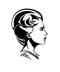 Hand drawn beautiful young woman. Cute girl with long hair. Sketch. Beautiful woman face