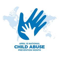 April Is National Child Abuse Prevention Month vector illustration. Adult and child hands icon vector. Helping hand graphic design element. Important day