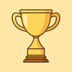 Golden trophy cartoon icon vector illustration. First place champion trophy cup in flat style. Vector flat outline icon