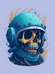 Skull of astronaut. AI generated illustration