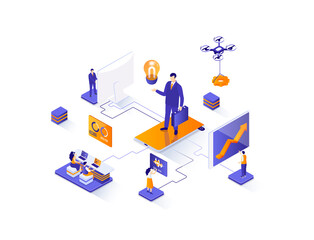 Consulting isometric web banner. Competent business expertise and law assistance isometry concept. Financial audit, accounting services 3d scene design. Illustration with people characters.