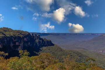 View of Echo Point Blue Mountains three sisters Katoomba Sydney NSW Australia