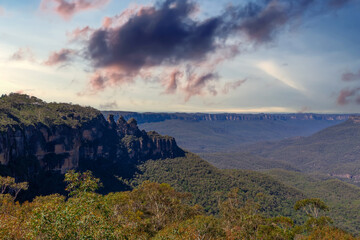 View of Echo Point Blue Mountains three sisters Katoomba Sydney NSW Australia