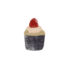 Watercolor illustration cupcakes. Calm colors. On isolated background. Can be used for stationery design, clothing print, phone case design, phone screen wallpaper