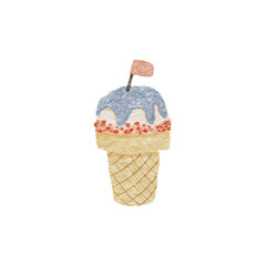 Watercolor illustration ice cream. Calm colors. On isolated background. Can be used for stationery design, clothing print, phone case design, phone screen wallpaper