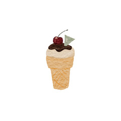 Watercolor illustration ice cream. Calm colors. On isolated background. Can be used for stationery design, clothing print, phone case design, phone screen wallpaper