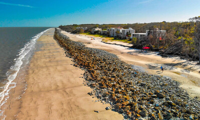Beautiful aerial view of Driftwood Beach, Jekyll Island, GA