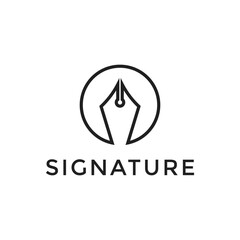 Circle Elegant Fountain Pen Signature Write Logo