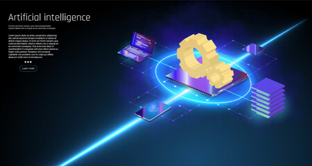 Artificial intelligence chatbot on technology background, AI Chatbot concept concept. Artificial intelligence and neural network. AI Chatbot concept, vector illustration