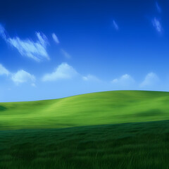 Landscape with green grass and blue skys, green, clouds, beautiful landscape 