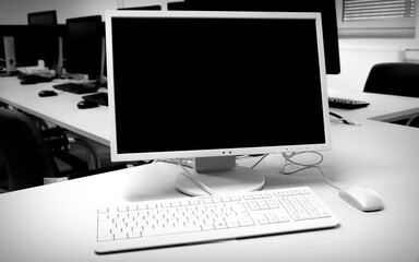 computer mit tastatur und maus im pc raum