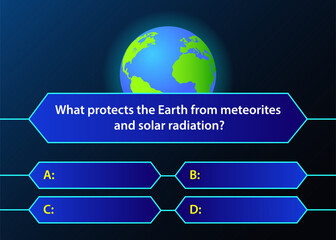 Template for a quiz on the theme of space. Question and answers, TV show, exam.