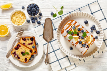 Lemon Blueberry Bread with Lemon Glaze, top view