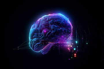 Artificial Intelligence digital concept with abstract brains