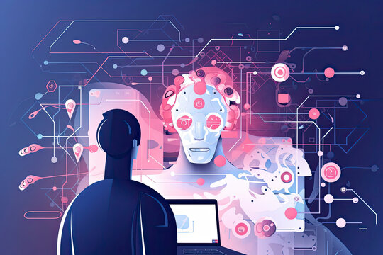 AI in social media abstract concept vector illustration. Social media marketing, AI content tracking algorithm, automated image recognition, machine learning, target advertising abstract metaphor.