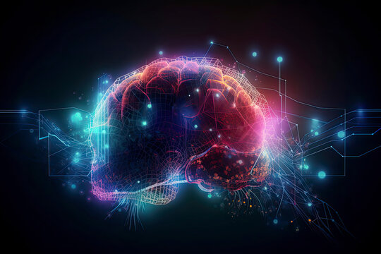 Artificial Intelligence digital concept with abstract brains