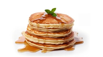 Pancakes Isolated on White Background, Image Ai Generated