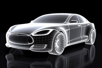 Naklejka na ściany i meble 3D illustration of electric car This image doesn`t contain any visible trademarked products