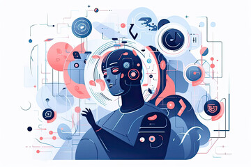 AI in social media abstract concept vector illustration. Social media marketing, AI content tracking algorithm, automated image recognition, machine learning, target advertising abstract metaphor.