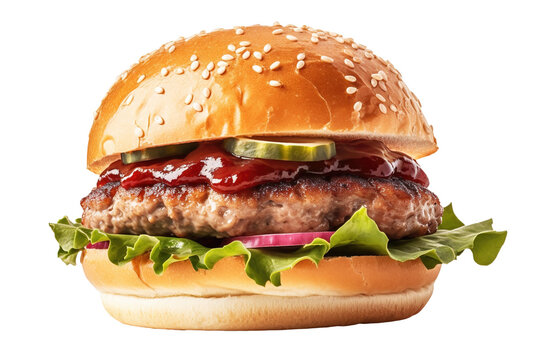 Wagyu burger png, transparent background - isolated, beef, generative ai