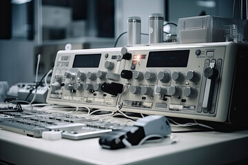 Modern equipment in operating room. Medical devices for neurosurgery.