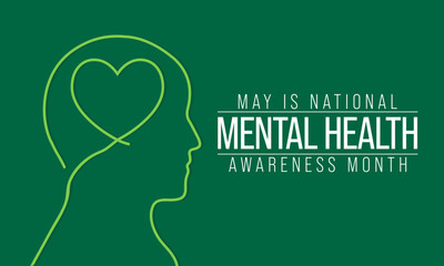 Mental health awareness month observed each year in May. it includes our emotional, psychological, and social well-being. It affects how we think, feel, and act. Vector illustration