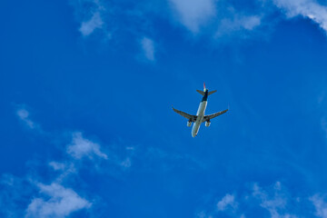 Mahe Seychelles 4.04.2023 Air Seychelles flight landing, flight came from south Africa
