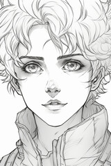 portrait of a young man, black and white version Generative ai