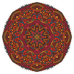Vector floral art mandala. Ethnic design with colorful ornament. Arabesque medallion vector