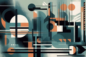 An abstract design background featuring brutalist geometric shapes