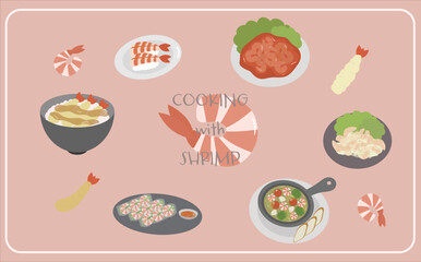 海老料理のベクターイラスト